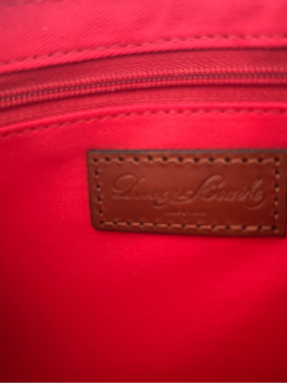 Dooney & Bourke Taupe Ostrich-Embossed Wristlet with Brown Tassels - Picture 6 of 9